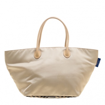 Pre Owned Burberry Blue Label Beige Nylon Tote