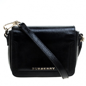 Pre Owned Burberry Black Leather Crossbody Bag