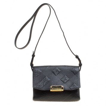 Pre Owned Burberry Black Leather Small Langley Clutch