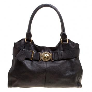 Pre Owned Burberry Black Leather Lambeth Tote