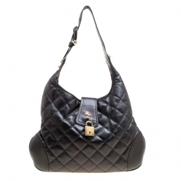 Pre Owned Burberry Black Quilted Leather Brooke Hobo