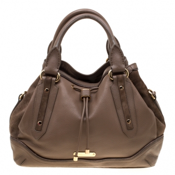 Pre Owned Burberry Brown Leather Medium Earlsburn Top Handle Bag