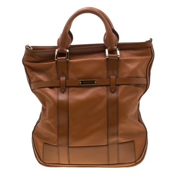 Pre Owned Burberry Brown Bridle Leather Tote