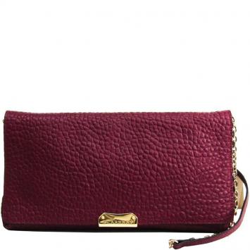 Pre Owned Burberry Dark Plum Grained Leather Medium Mildenhall Shoulder Bag