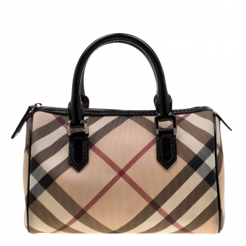 Pre Owned Burberry Black Nova Check PVC Chester Boston Bag