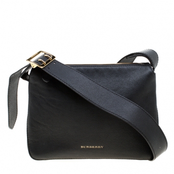Pre Owned Burberry Black Leather Helmsley Crossbody Bag