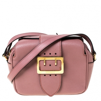 Pre Owned Burberry Pink Leather Small Medley Buckle Crossbody Bag