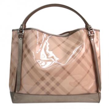 Pre Owned Burberry Pink Vinyl Nova Check Tote