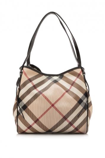 Pre Owned Burberry Beige House Check Canvas Canterbury Bag