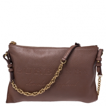 Pre Owned Burberry Brown Leather Crossbody Bag