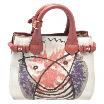 Pre Owned Burberry Multicolor Pallas Head Print Leather and Canavs Baby Banner Tote