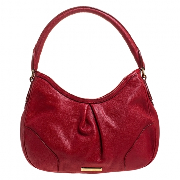 Pre Owned Burberry Red Leather Hobo