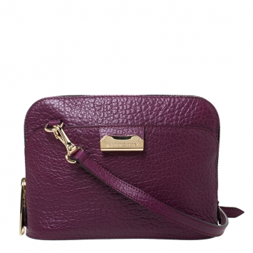Pre Owned Burberry Plum Leather Small Harrogate Crossbody Bag