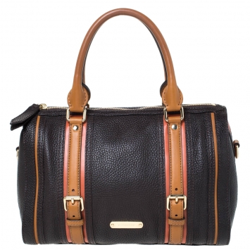 Pre Owned Burberry Brown Leather Alchester Bowler Bag