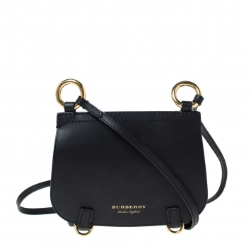 Pre Owned Burberry Black Leather Studded Bridle Crossbody Bag