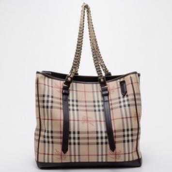 Pre Owned Burberry Haymarket Check Tote 