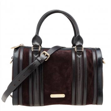 Pre Owned Burberry Tri-Color Leather And Suede Medium Alchester Bowling Bag