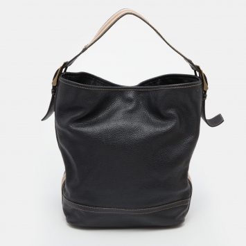 Pre Owned Burberry Black Leather Hobo