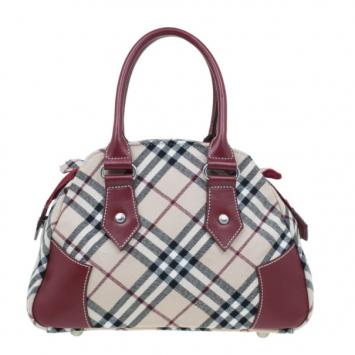 Pre Owned Burberry Red Canvas Nova Check Dome Bag