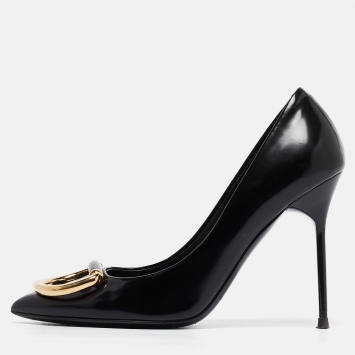 Pre Owned Burberry Black Leather Flanagan Pumps Size 35.5