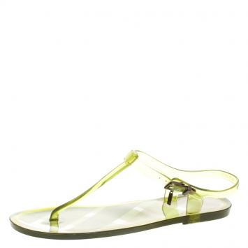 Pre Owned Burberry Green Jelly Thong Sandals Size 41