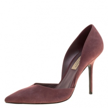 Pre Owned Burberry Burgundy Suede D'orsay Pointed Toe Pumps Size 38.5