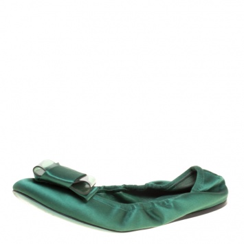 Pre Owned Burberry Prorsum Emerald Green Satin Surrey Ballet Flats Size 39