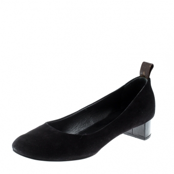 Pre Owned Louis Vuitton Black Suede Uniform Pumps Size 38