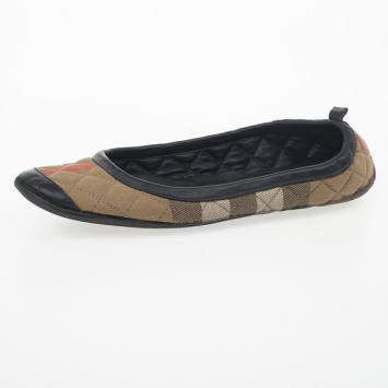 Pre Owned Burberry Nova Check Quilted Ballet Flats Size 37