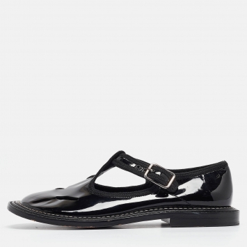 Pre Owned Burberry Black Patent Mary Jane Flats Size 36