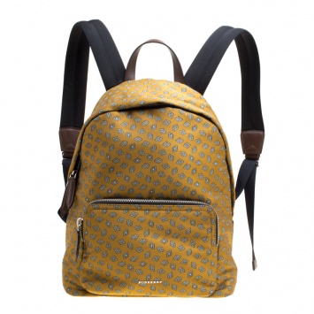 Pre Owned Burberry  Yellow/Black Tie Print Fabric Simple Abbeydale Backpack