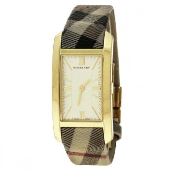 Pre Owned Burberry Gold Plated Steel Heritage BU1094 Women's Wristwatch 25 mm