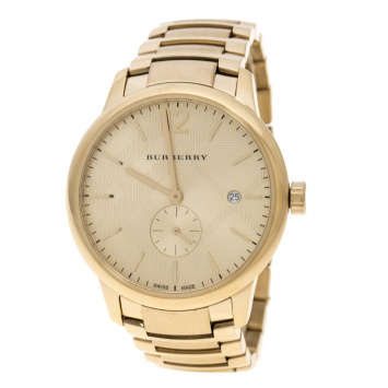 Pre Owned Burberry Gold Plated Steel BU10006 The Classic Round Gold Mantel Women's Wristwatch 40 mm