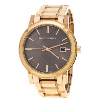 Pre Owned Burberry Beige Rose Gold Plated Steel The City BU9005 Women's Wristwatch 38 mm