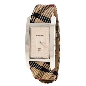 Pre Owned Burberry Silver White Stainless Steel Heritage BU1050 Women's Wristwatch 25 mm