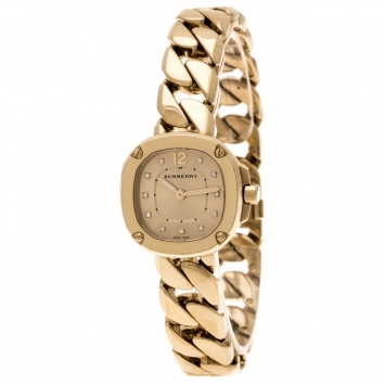 Pre Owned Burberry Gold Plated Diamond Bby1952 Women's Watch 24MM