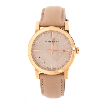 Pre Owned Burberry Tan Rose Gold Plated Stainless Steel Nude BU9109 Women's Wristwatch 34 mm