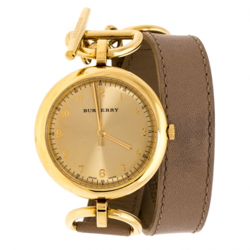 Pre Owned Burberry Gold Plated Stainless Steel Waterloo BU5308 Women's Wristwatch 39 mm