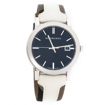 Pre Owned Burberry Grey Stainless Steel Classic BU9009 Women's Wristwatch 38 mm
