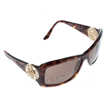 Pre Owned Bvlgari Brown Havana 8007-B Embellished Crystal Rectangular Sunglasses