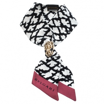 Pre Owned Bvlgari Multicolor Abstract Popcorn Patterned Silk Tie Me up Scarf