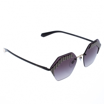 Pre Owned Bvlgari Black/Grey Gradient 6103 Serpenteyes Geometric Sunglasses