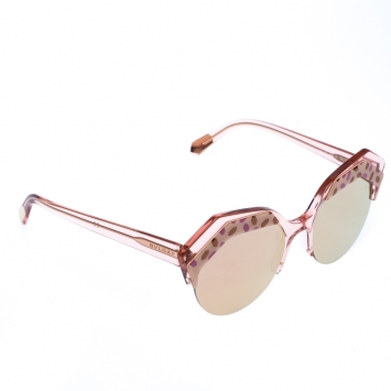 Pre Owned Bvlgari Rose Gold MIrrored/Pink 8203 Serpenteyes Round Sunglasses