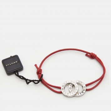 Pre Owned Bvlgari Bvlgari Interlocking Circles Sterling Silver Adjustable Cord Bracelet