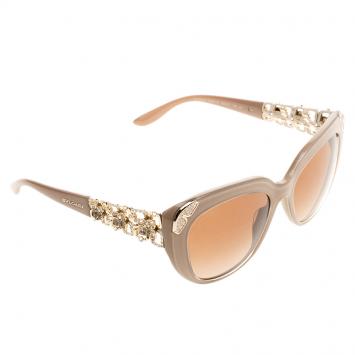 Pre Owned Bvlgari Beige 8162-B Giardini Cateye Sunglasses