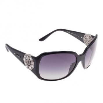 Pre Owned Bvlgari Black 8008B Crystal Temple Sunglasses