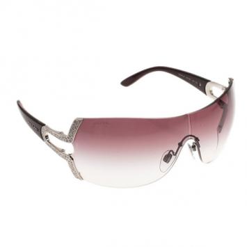 Pre Owned Bvlgari Purple 6038 Parentesi Motif Shield Sunglasses