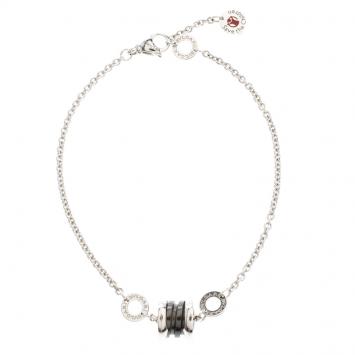 Pre Owned Bvlgari Save the Children Black Ceramic Silver Bracelet