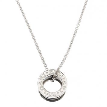 Pre Owned Bvlgari Save the Children Black Ceramic Silver Pendant Necklace