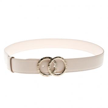 Pre Owned Bvlagri Peach Leather Double Ring Logo Belt Size 110cm
